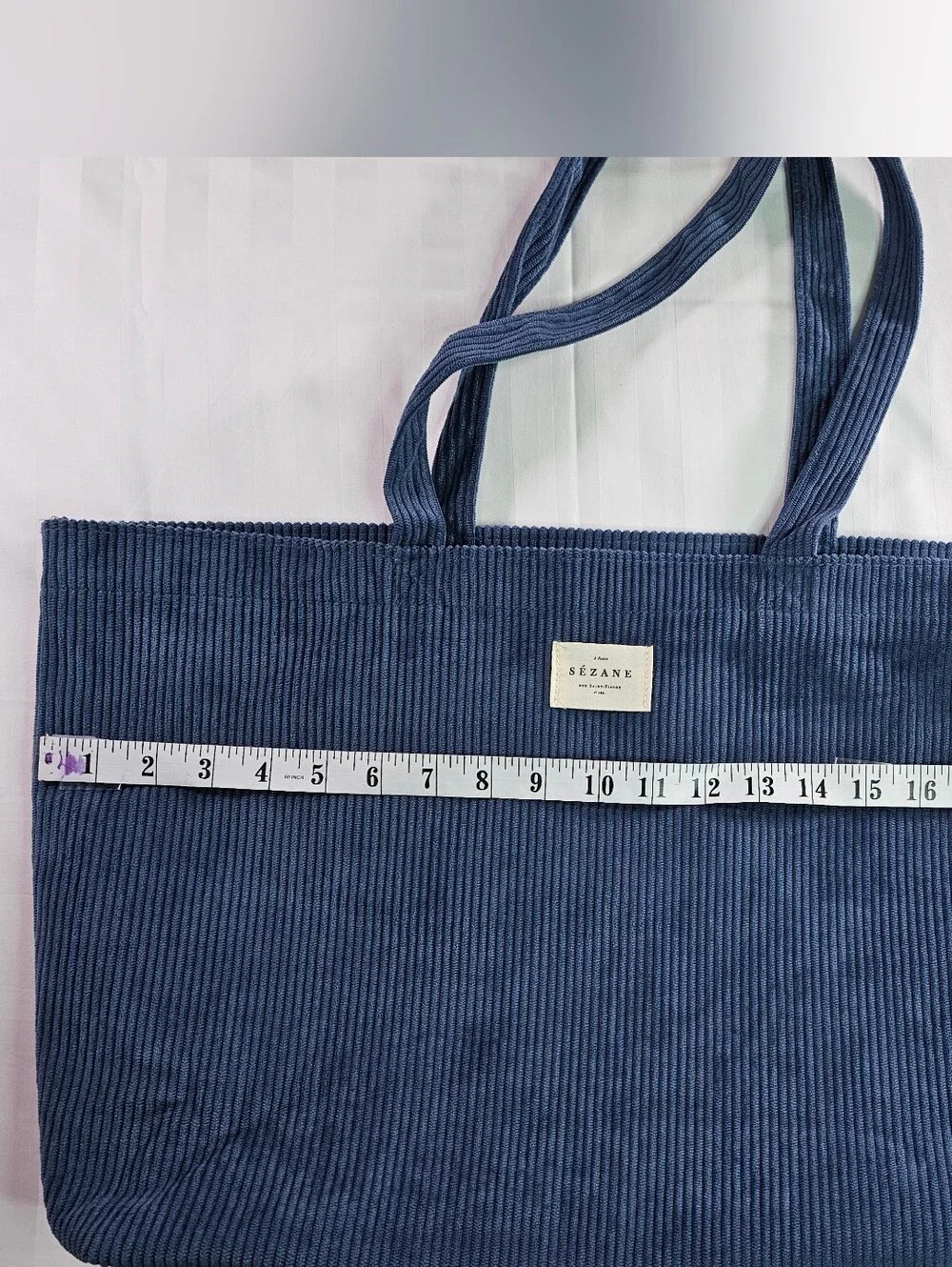 Sezane Navy Corduroy Tote Bag